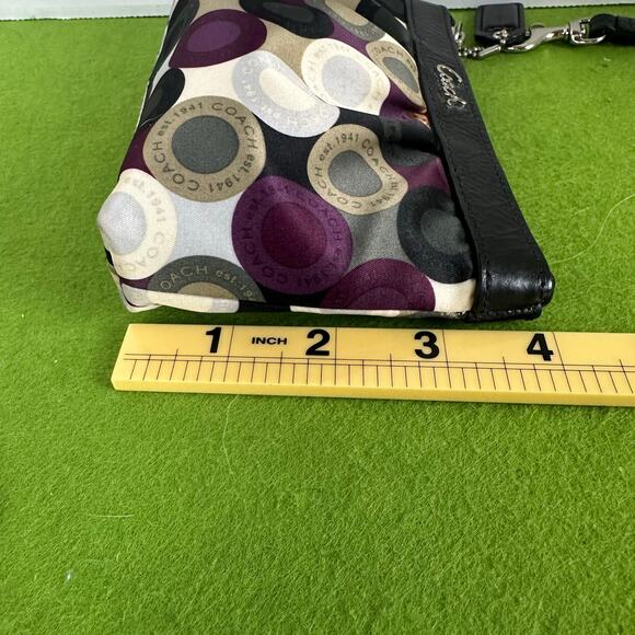 Coach wristlet leather trimmed, satin purple interior w charm - Perfect new - Picture 9 of 11